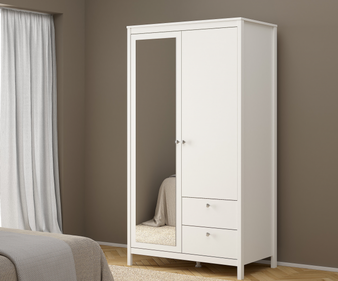 Omara Amalfi 2 Vrata 102,3 cm, Barva divji bela ogledalo, po naročilu