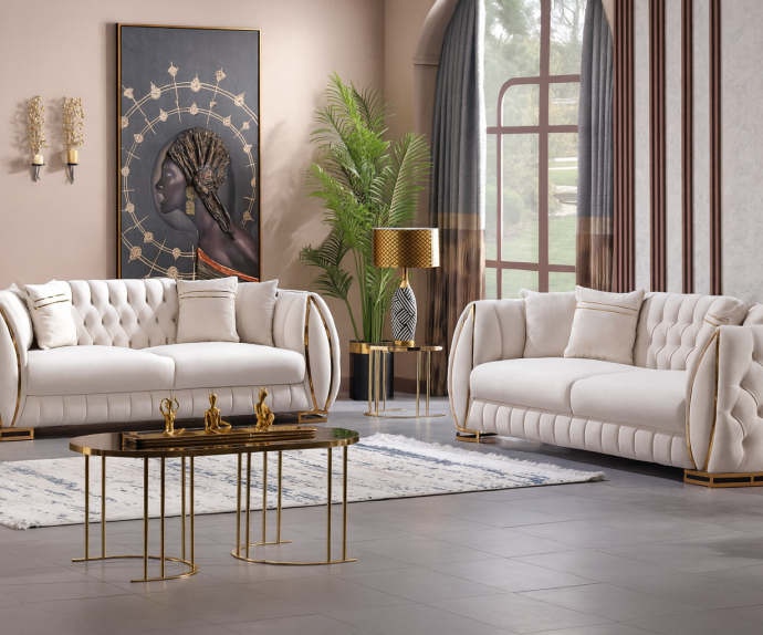 Sedežna garnitura 3+2 Chicago , Barva bež / VZMETENO, po naročilu