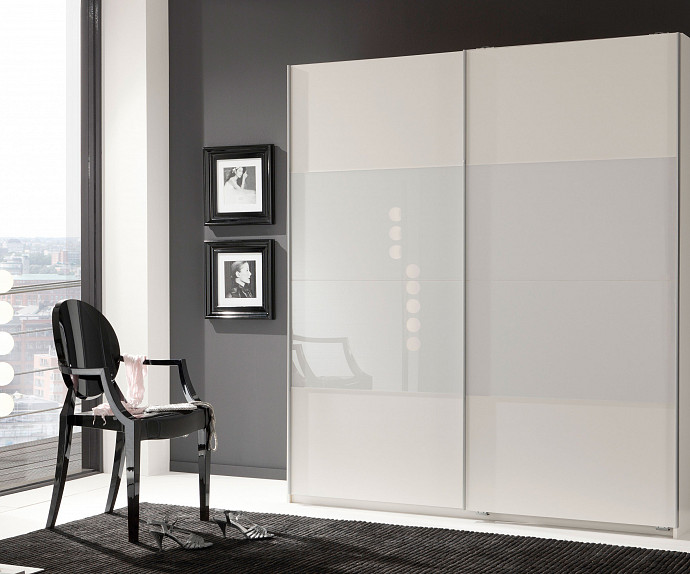 Omara Espania 2 drsna vrata, 180 cm , Barva bela , bela steklo