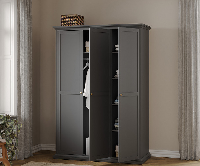 Omara Florence, 3 Vrata 138 cm, Barva siva, po naročilu