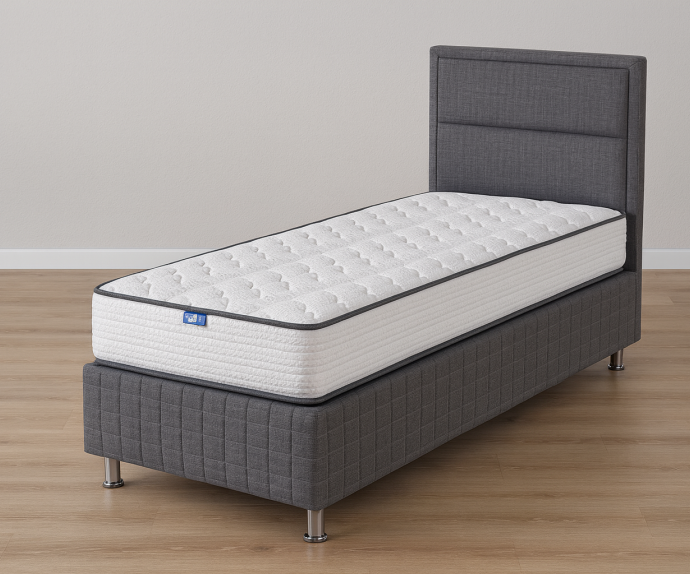 Posteljni okvir Havana 90x200 z dvižnim dnom in predalom, Barva siva tkanina