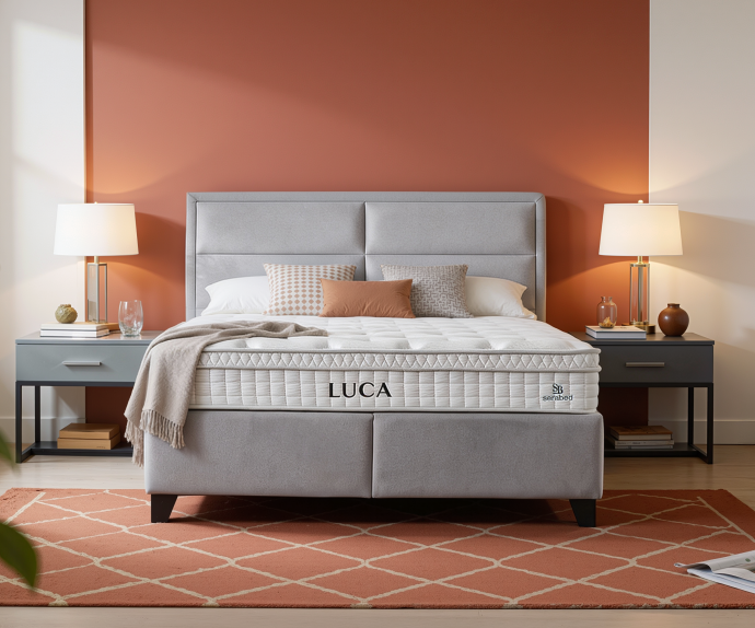 Boxspring postelja Havana, Komplet z dvižnim dnom, predalom in vzmetnico 200x200 , Barva siva, po naročilu