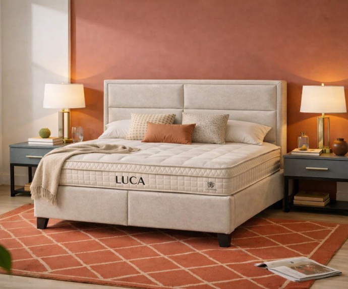 Boxspring postelja Havana, Komplet z dvižnim dnom, predalom in vzmetnico 140x200 , Barva bež tkanina