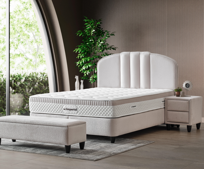 Boxspring postelja Imperial, Komplet z dvižnim dnom, predalom in vzmetnico 120x200 , Barva bež, po naročilu
