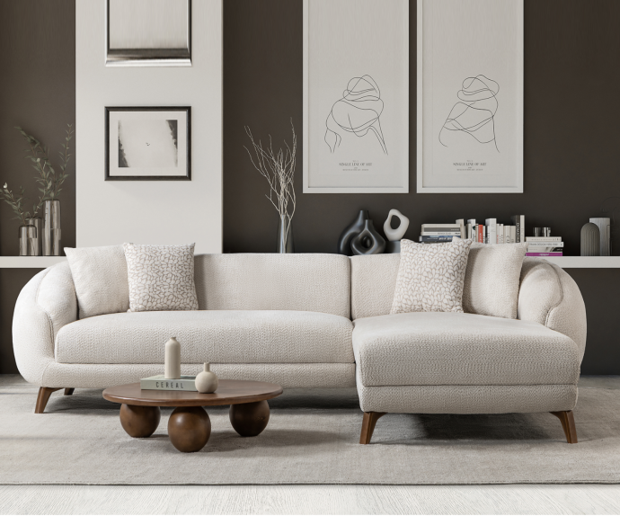 Sedežna garnitura Jesse Barva Bež, leva ali desna postavitev/ VZMETENO, po naročilu