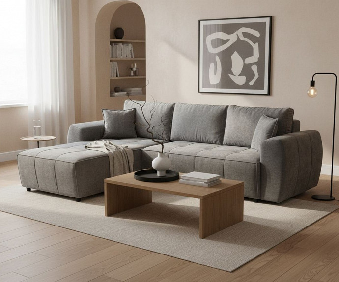 Sedežna garnitura Lori Barva Siva, leva ali desna postavitev