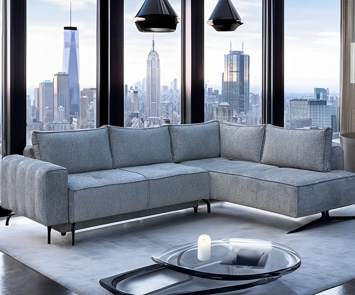 Sedežna garnitura Martina Barva Siva, leva ali desna postavitev/ VZMETENO, po naročilu