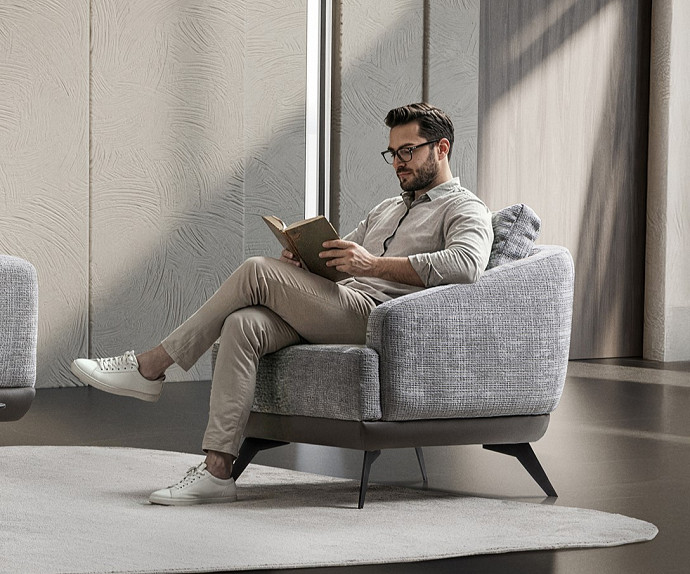 Fotelj Milano, Barva siva /VZMETENO, po naročilu