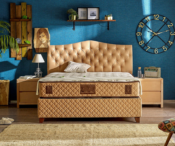 Postelja Organic 180x200 z dvižnim dnom in predalom , Barva zlata
