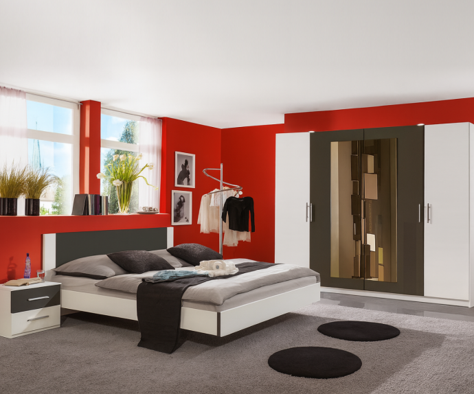 KOMPLET spalnica Palma, 180x200 z LETVENIM DNOM in VZMETNICO, Barva bela, grafitna, klasik, po naročilu