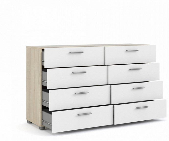 Predalnik Pariz 06 Barva Hrast, bela visoki sijaj