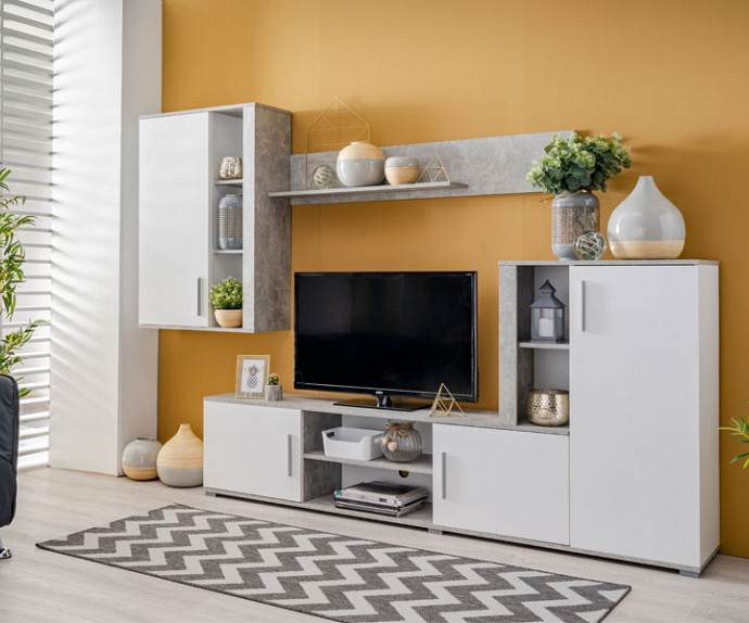 Dnevno sobni sestav Parma Barva bela, beton