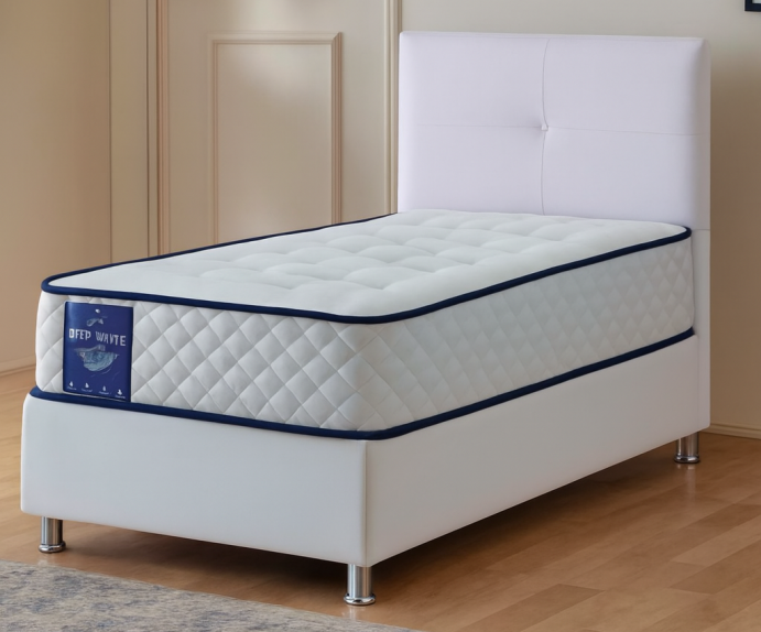 Posteljni okvir Perla 90x200 z dvižnim dnom in predalom, Barva bela