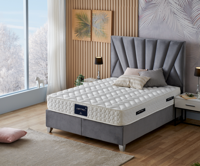 Boxspring postelja Queen, Komplet z dvižnim dnom, predalom in vzmetnico 180x200 , Barva siva