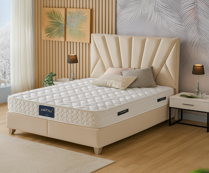 Boxspring postelja Queen, Komplet z dvižnim dnom, predalom in vzmetnico 200x200 , Barva bež, po naročilu