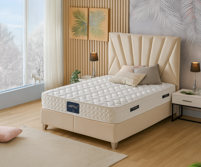 Boxspring postelja Queen, Komplet z dvižnim dnom, predalom in vzmetnico 140x200 , Barva bež, po naročilu