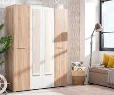Omara Rina 4 vrata 148 cm, Barva hrast bela