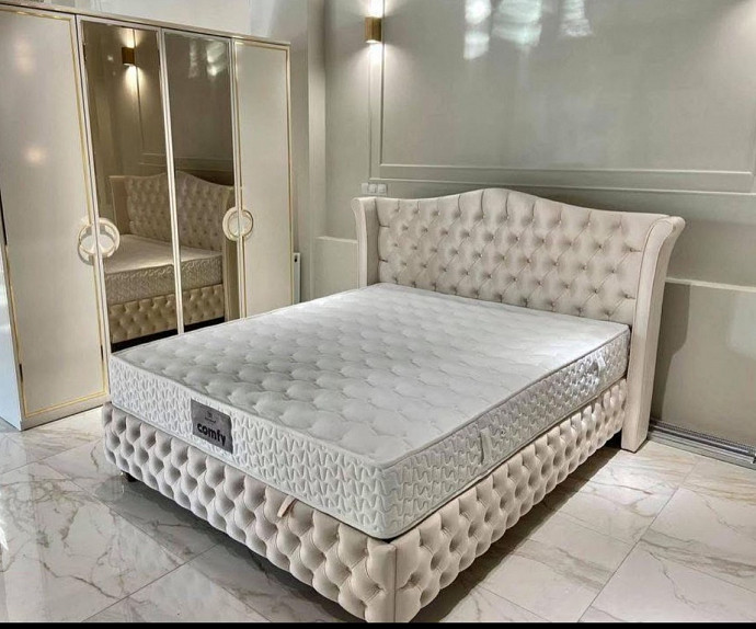 Boxspring postelja Royal, Komplet z dvižnim dnom, predalom in vzmetnico 160x200 , Barva bež