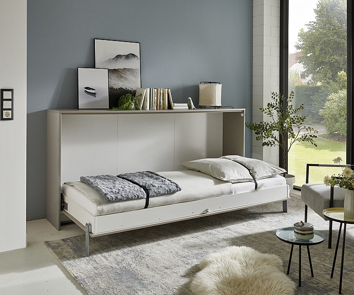 KOMPLET: Stenska postelja Smart 06, 90x200 z letvenim dnom in vzmetnico, Barva sahara, po naročilu