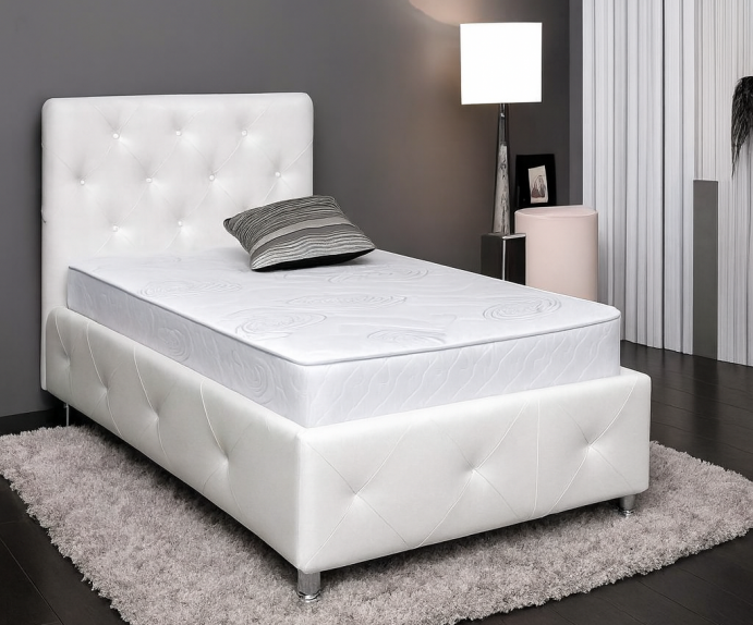 Boxspring postelja Sprint, Komplet z dnom in vzmetnico 90x200 , Barva bela