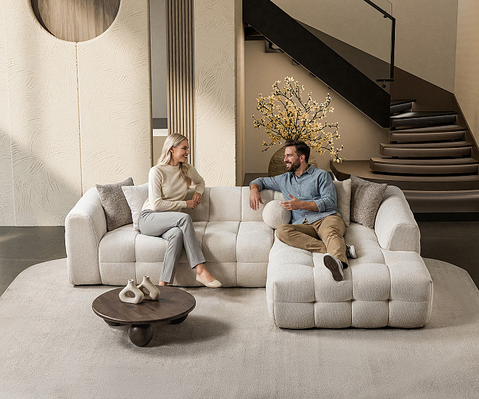 Sedežna garnitura Teddy Barva Siva, leva ali desna postavitev/ VZMETENO, po naročilu