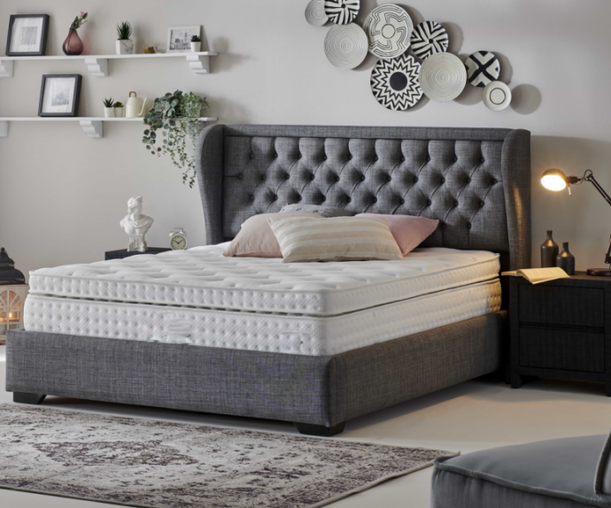 KOMPLET Z VZMETNICO: Postelja z dnom in vzmetnico VALENCIA 180x200 cm, Barva Siva